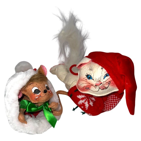 Annalee Other - Lot of‎ 2-Annalee Christmas Mouse In Hat 2019 & White Cat In Hat/Mittens